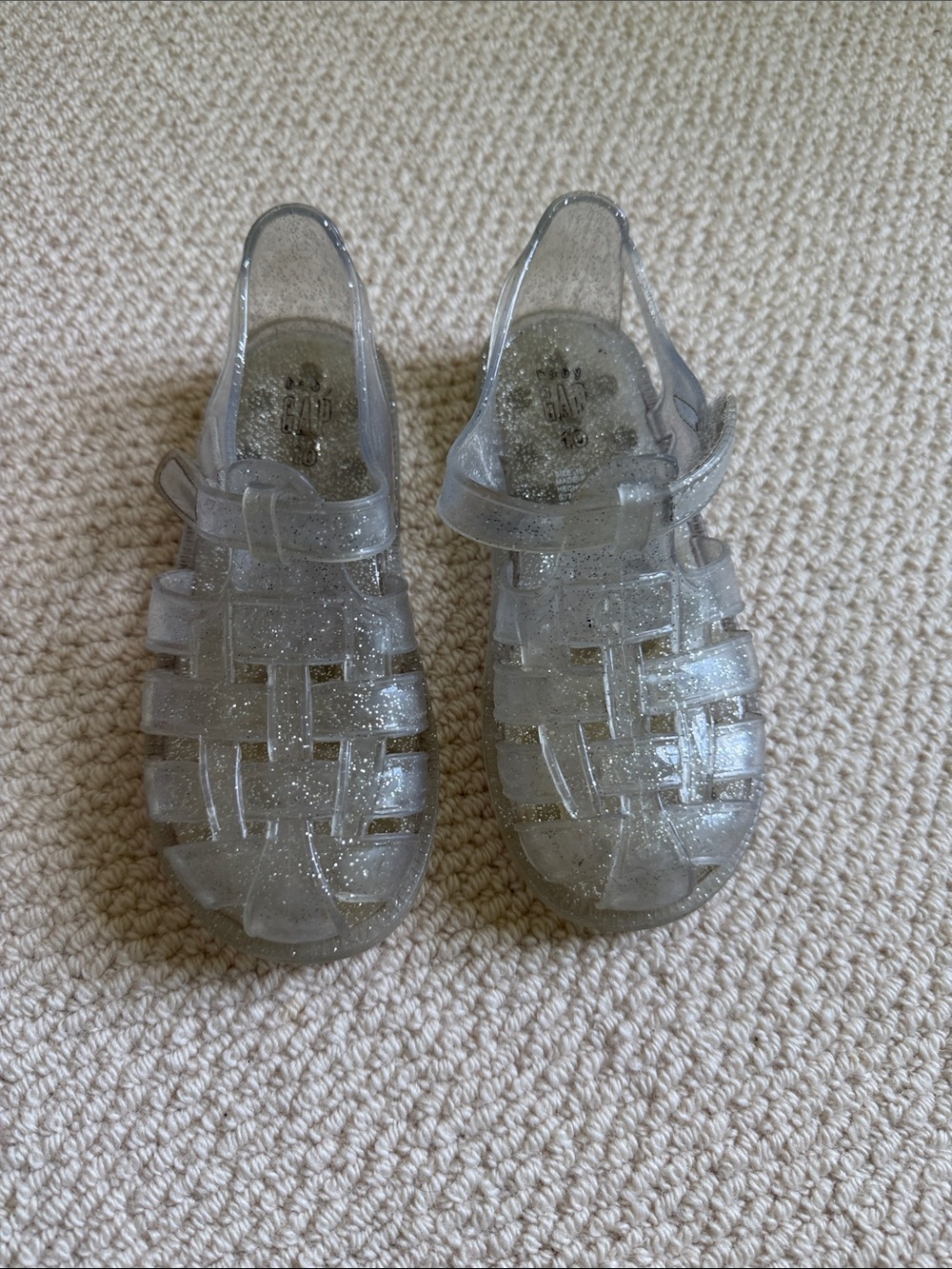 Gap Silver Glitter Jelly Sandals for Kids - Adjustable Strap